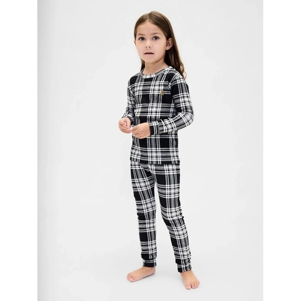 NEW Gap Kids Organic Cotton Black Plaid Holiday Pajama Set Cozy Winter 12-18M‎